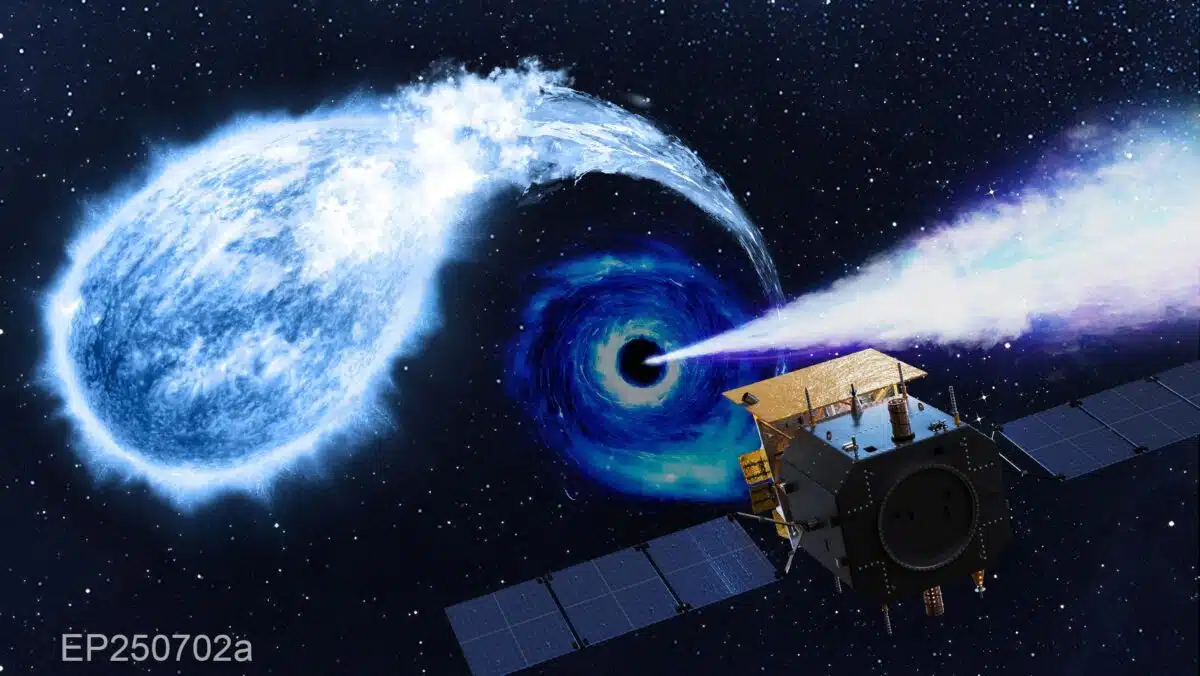Artist’s Impression Of The Einstein Probe Satellite Observing The X Ray Outburst From Black Hole Ep250702a