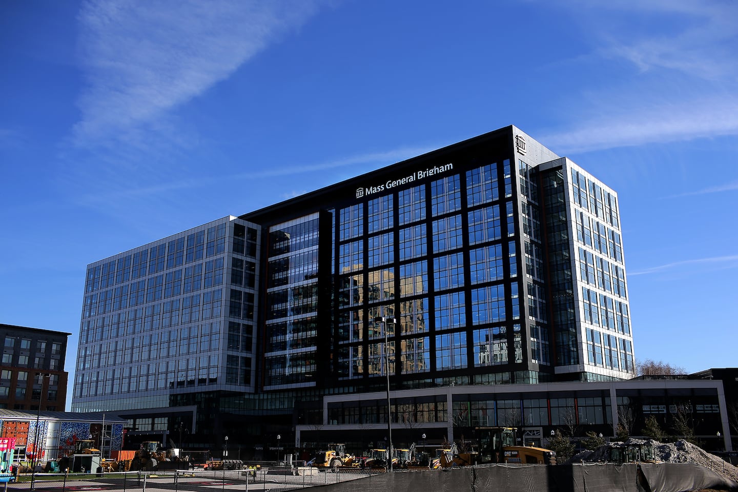 The corporate offices of Mass General Brigham in Assembly Square in Somerville.  (Lane Turner/Globe Staff)