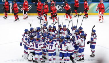 The United States had plenty to celebrate after a lopsided win over rival Canada at Santagiulia Arena on Tuesday.