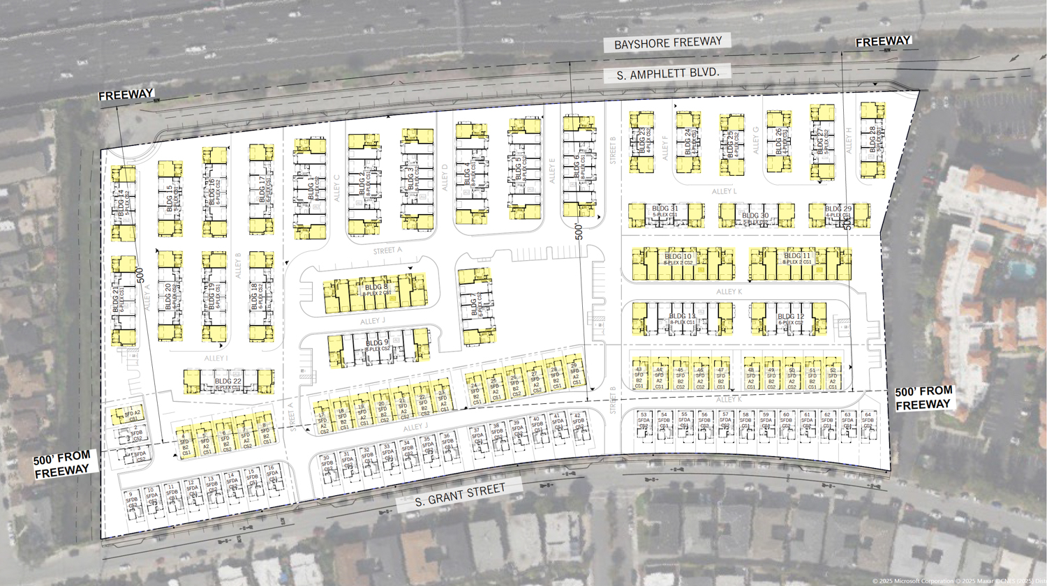Bayshore Commons site map, illustration by Dahlin Group