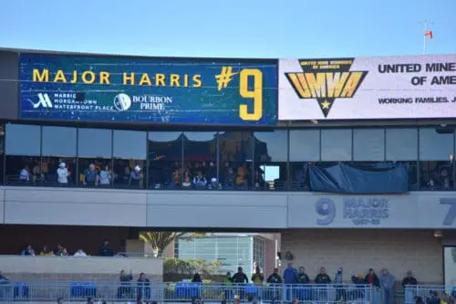Major Harris retired number on stadium wall 