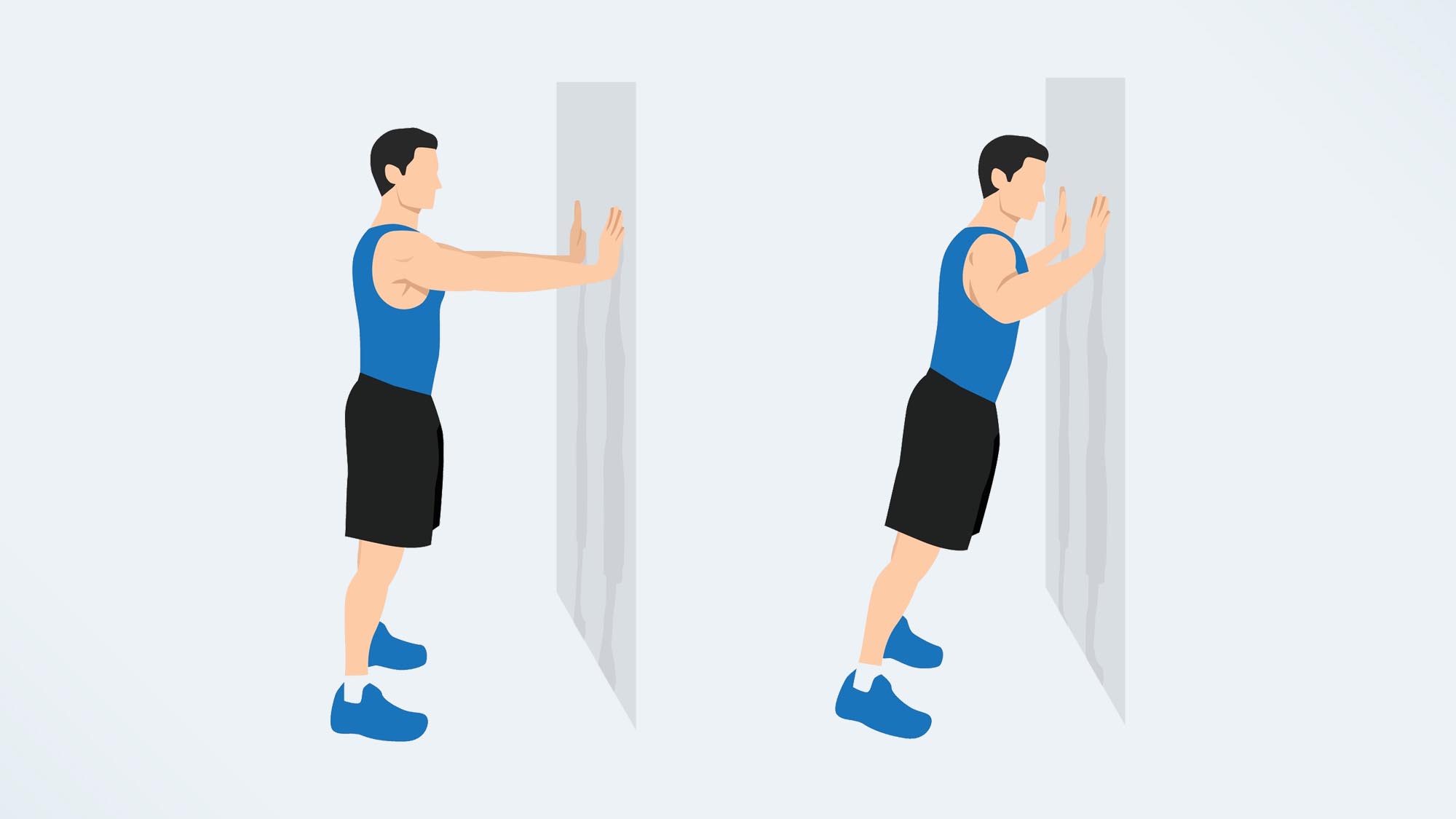 a man doing push ups on a wall