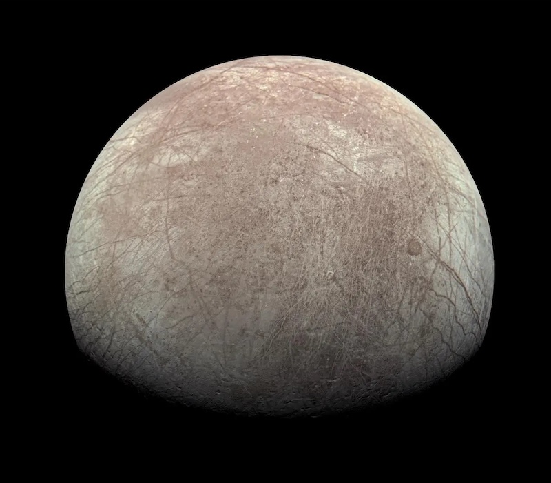 Smooth grayish-white planet-like sphere, with many thin cracks on its surface.