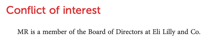 Dr. Marschall Runge discloses his financial ties to Eli Lilly in journal publications. 