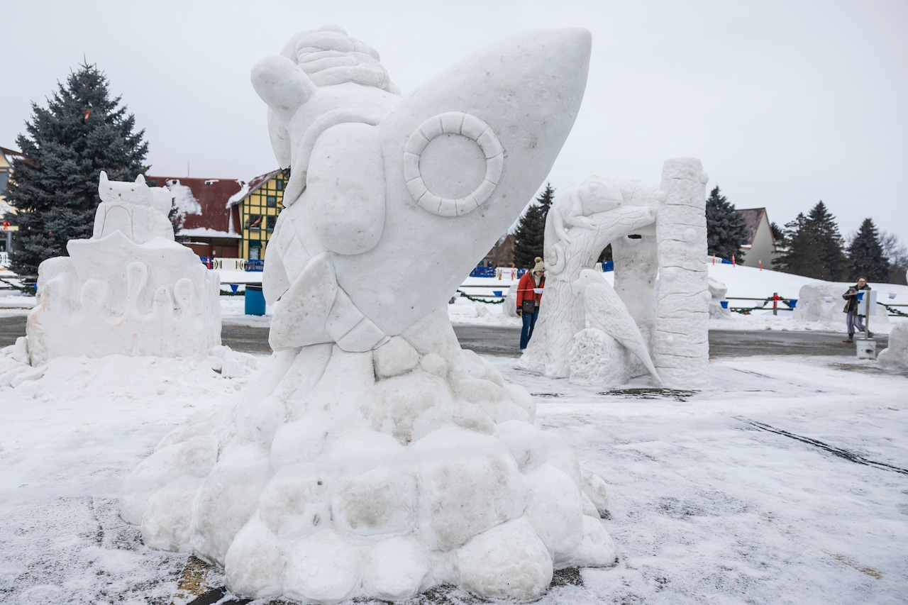Final snow sculptures are on display at Zehnder's Snowfest 2026