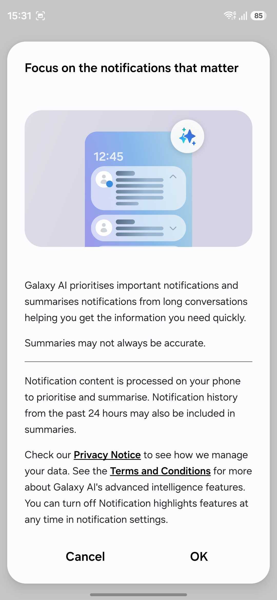 Galaxy S26 Notification Prioritization and summarization Galaxy S26 Notification Prioritization and summarization
