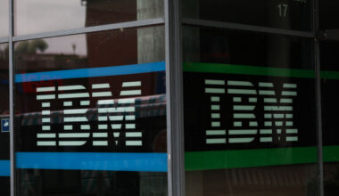 An IBM sign is seen on July 04, 2020 in Hamburg, Germany. (Photo by Jeremy Moeller/Getty Images)