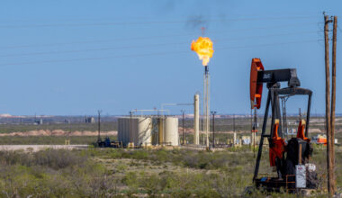 An oil pump jack operates in the Permian Basin of West Texas. Credit: Brandon Bell/Getty Images