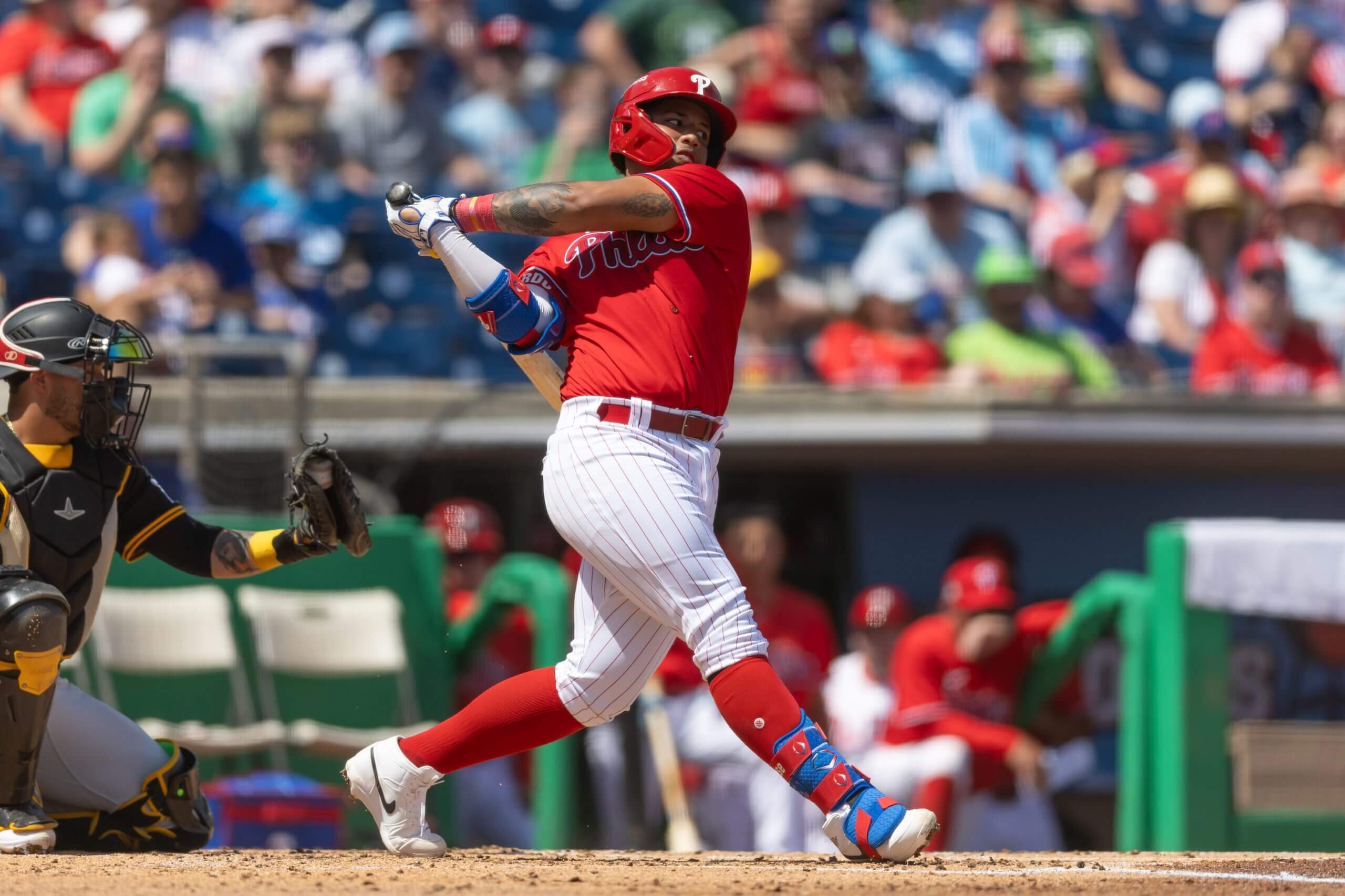 Eduardo Tait of the Philadelphia Phillies bats.