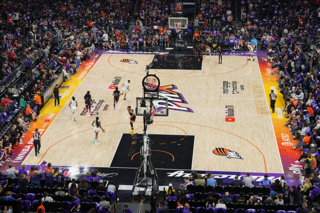 An overall view of the PHX Arena during the game between Las Vegas Aces and Phoenix Mercury on October 10, 2025 at PHX Arena