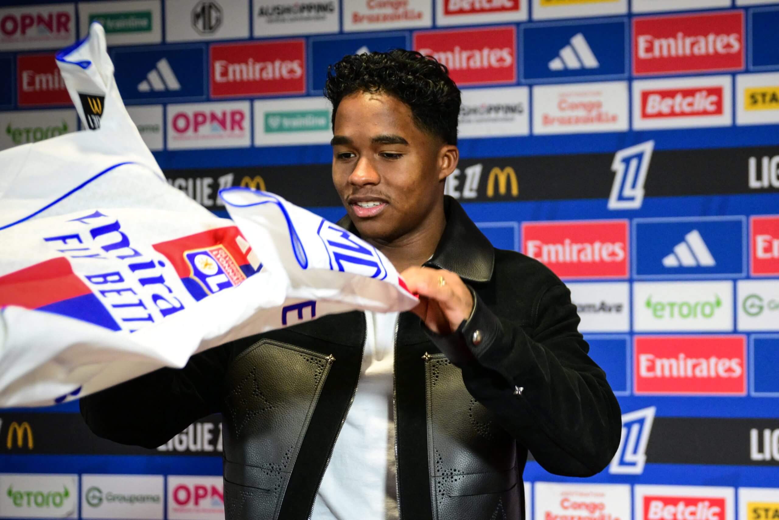 Endrick as his unveiling at Lyon