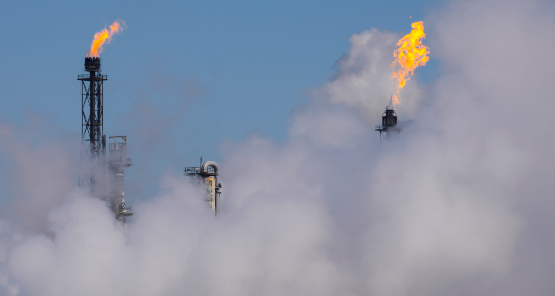 Steam rises from one of the plants near the Houston Ship Channel on Jan. 26 in Deer Park, Texas. Credit: Brett Coomer/Houston Chronicle via Getty Images
