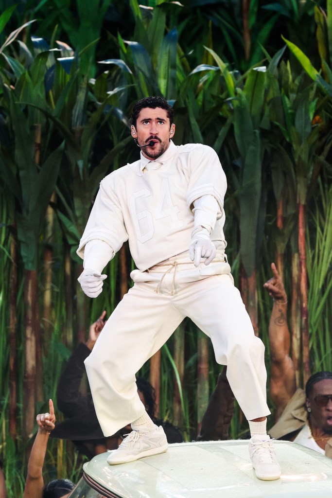 Bad Bunny performs at the Super Bowl