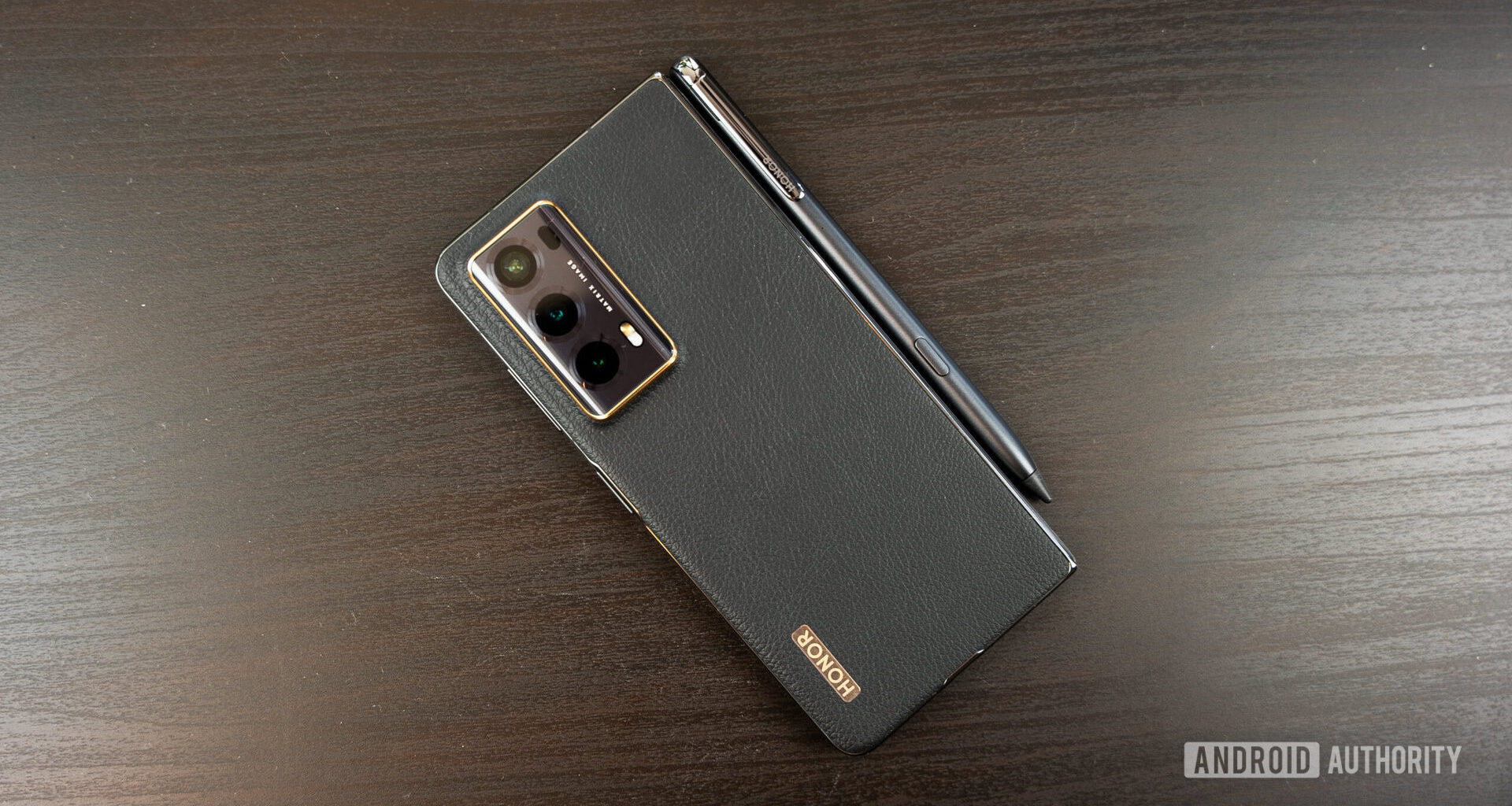 Honor Magic V2 Ultimate folded with included stylus