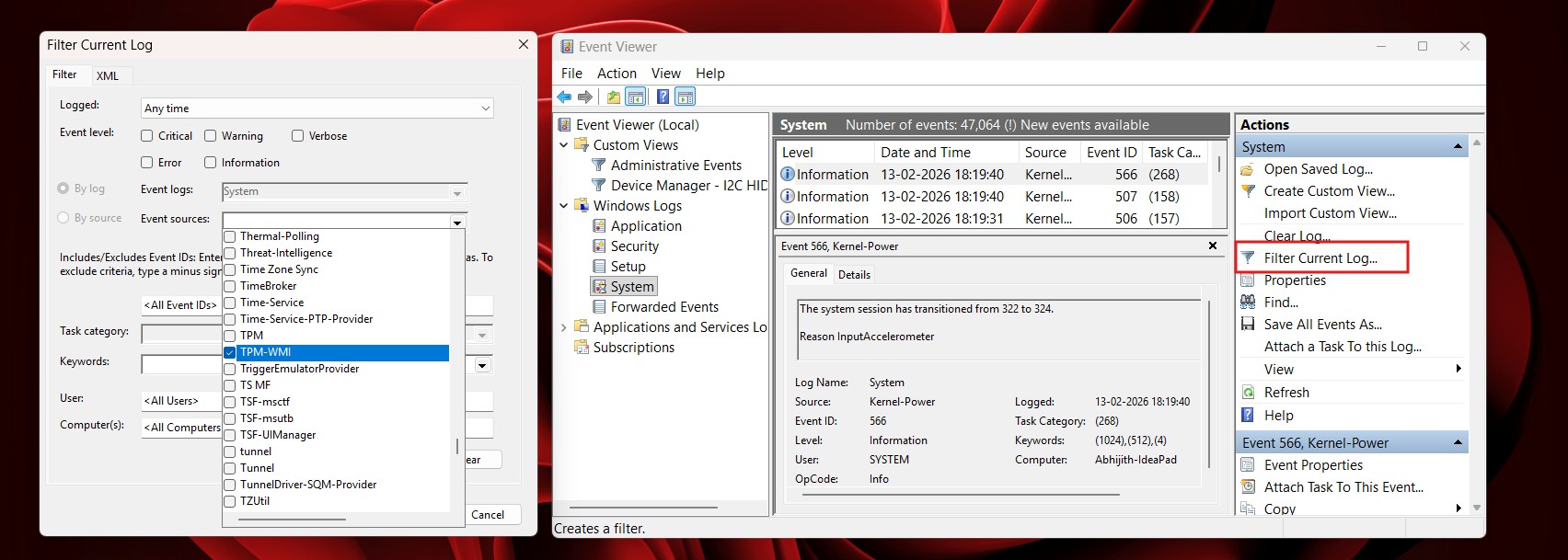 How to verify the update in Event Viewer