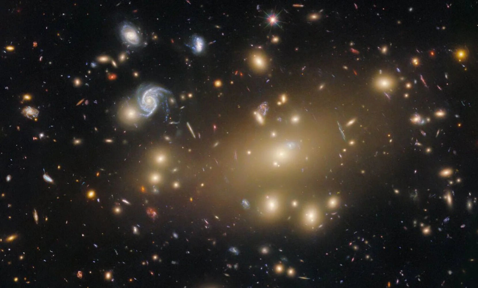 The Abell 209 galaxy cluster - at a distance of 2.8 billion light-years.  © Image: ESA/Hubble &amp; NASA, M. Postman, P. Kelly