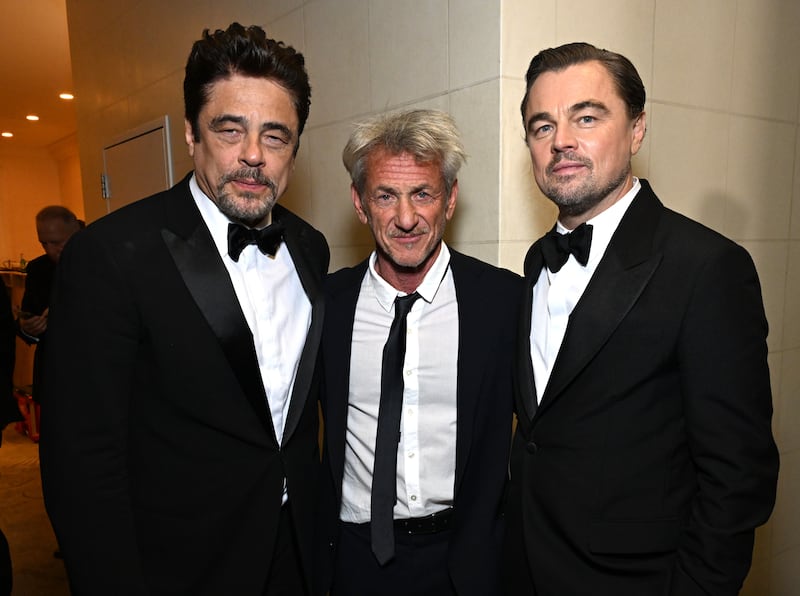 Benicio del Toro, Sean Penn and Leonardo DiCaprio attend Moët & Chandon At The 83rd Annual Golden Globe Awards 2026