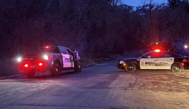 Police block the entrance to the Mueller Park trail on Monday, Feb. 16, 2026. (John Wilson, KSL)...
