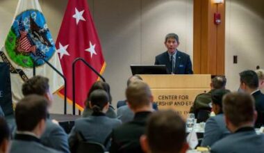 Adm. Ryo Sakai shares his career experiences at the JUMP event in Marshall Hall.