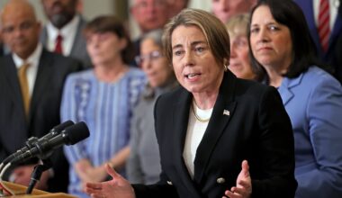 Massachusetts Governor Maura Healey speaks at a press conference in January 2026.