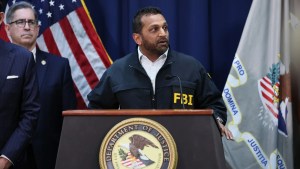 FBI Director Kash Patel speaks during a press conference on October 23, 2025 in New York City. (Credit: Michael M. Santiago/Getty Images)
