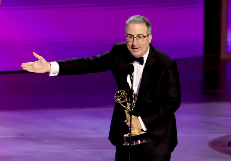John Oliver accepts the Outstanding Scripted Variety Series award for “Last Week Tonight with John Oliver” 2024