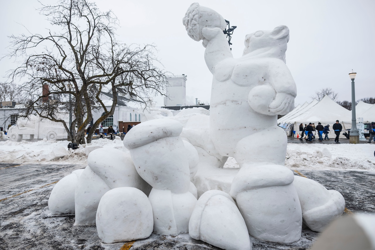 Final snow sculptures are on display at Zehnder's Snowfest 2026