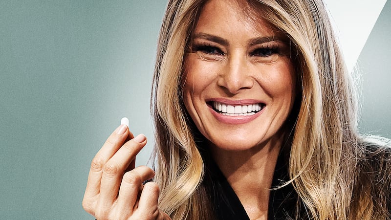 Melania pulling a prank with a tic tac.