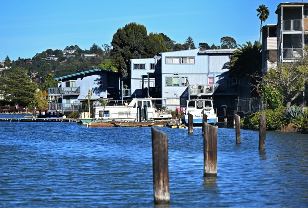 Homes sit along the water in the Canal neighborhood of San Rafael, Calif., on Wednesday, Nov. 6, 2024. (Sherry LaVars/Marin Independent Journal)