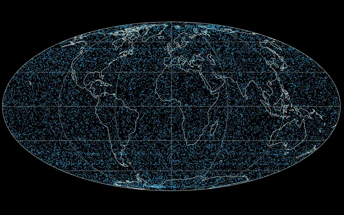 Map Showing All Tracked Objects In Low Earth Orbit