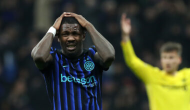 MILAN, ITALY - FEBRUARY 24: Marcus Thuram of FC Internazionale Milano reacts during the UEFA Champions League 2025/26 League Knockout Play-off Second Leg match between FC Internazionale Milano and FK Bodo/Glimt at Stadio San Siro on February 24, 2026 in Milan, Italy. (Photo by Marco Luzzani/Getty Images)
