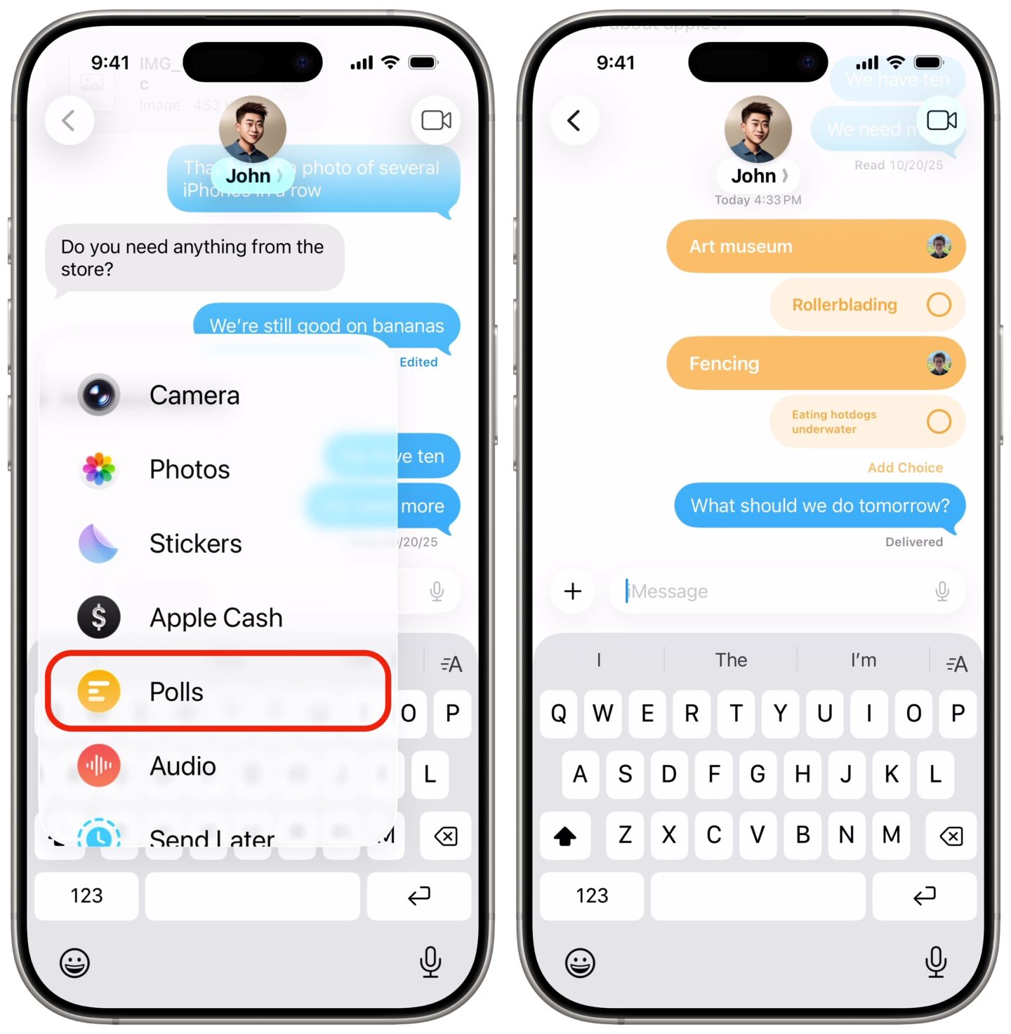Creating a poll in Messages