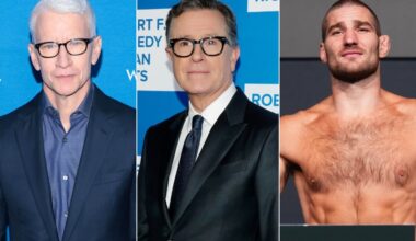 Anderson Cooper, Stephen Colbert, Sean Strickland Strain Paramount