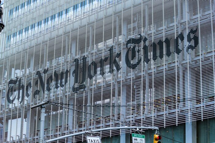 The New York Times building facade