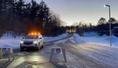 "No trespassing” signs and a private security guard blocked the driveway to a warehouse in Merrimack, N.H., where ICE considered potential plans for a detention facility.