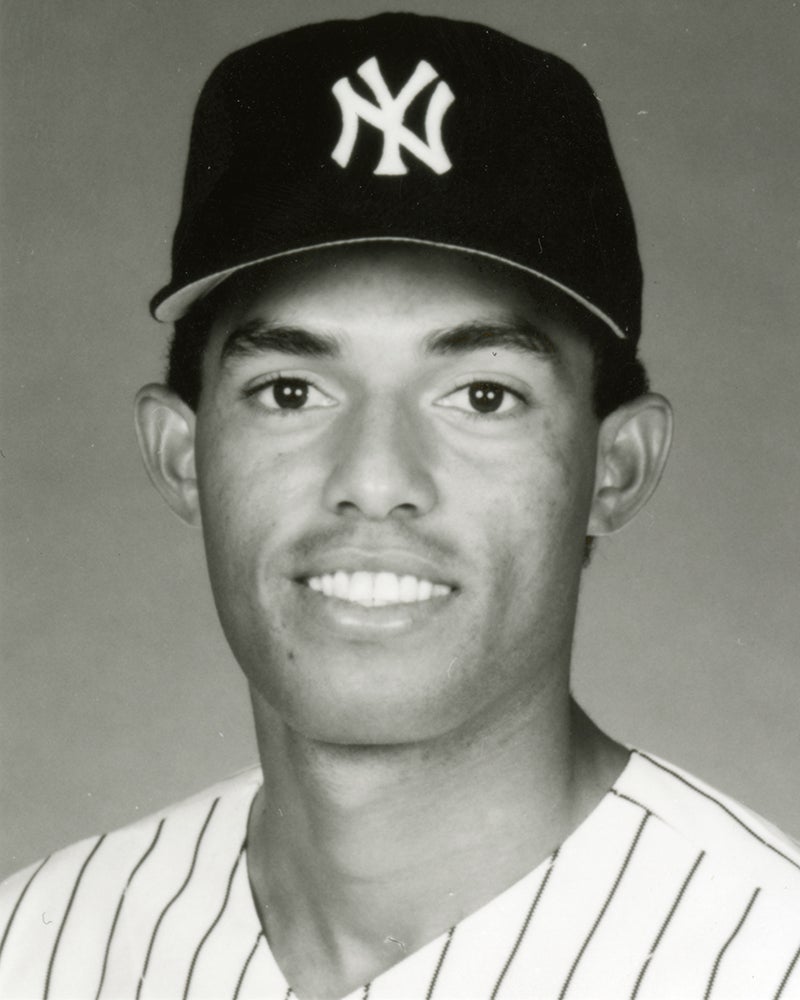 Head and shoulders portrait of Mariano Rivera in Yankees uniform