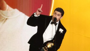 FEBRUARY 01: Bad Bunny accepts the Best Música Urbana Album award for "DeBÍ TiRAR MáS FOToS" onstage during the 68th GRAMMY Awards at Crypto.com Arena on February 01, 2026 in Los Angeles, California. (Credit: JC Olivera/WireImage)