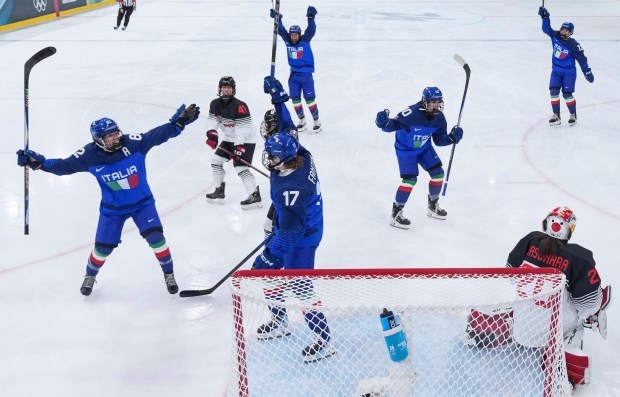 Italy's Matilde Fantin celebrates her goal