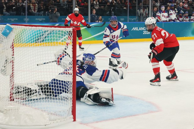 Gwyneth Philips of Team United States makes a save
