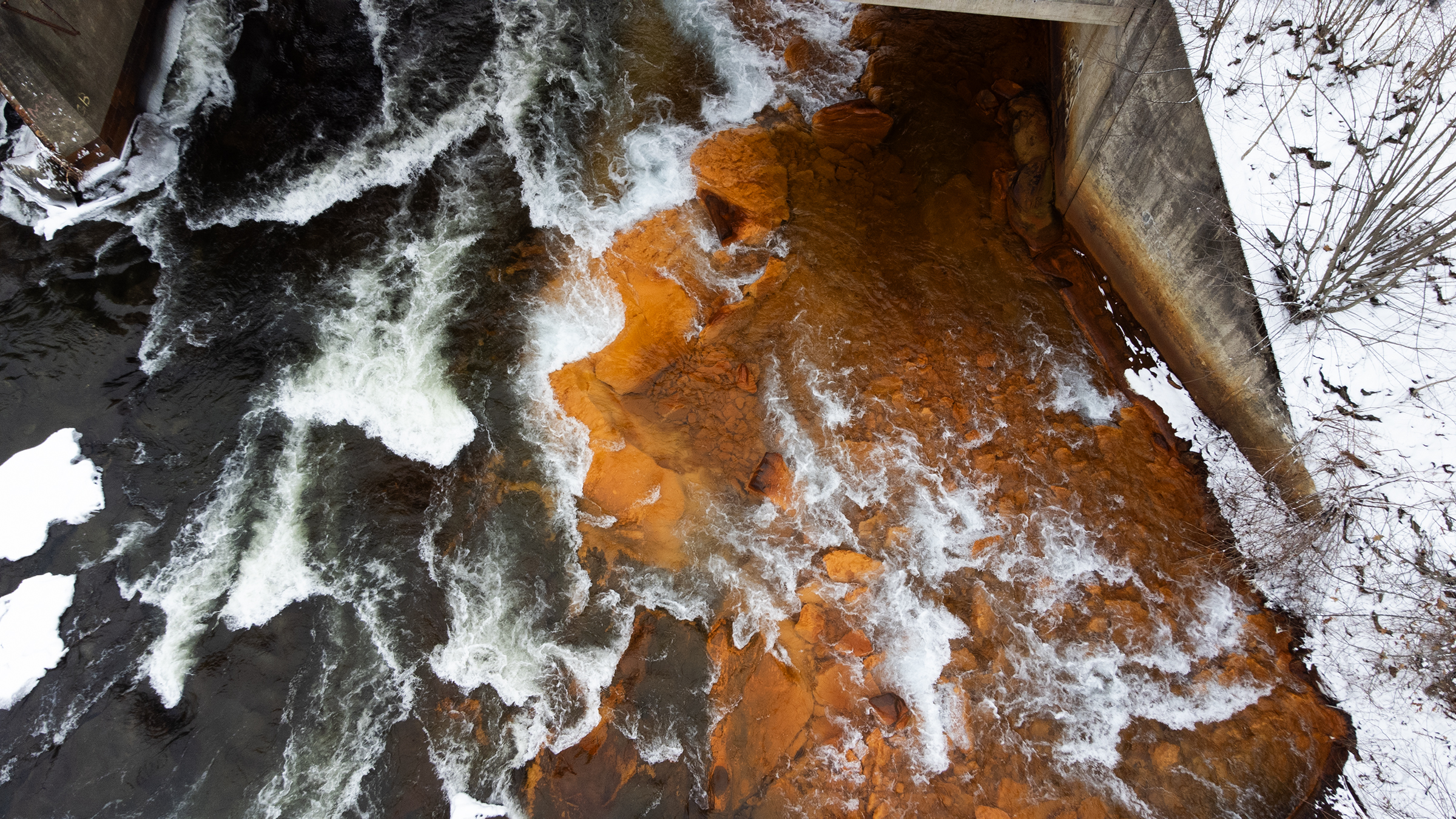 Water flows in the Lackwanna River at the Old Forge...