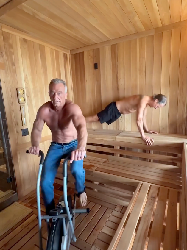 Kennedy works out with Kid Rock in a sauna