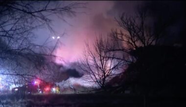 A large brush fire broke out Monday night in a pile of mulch in Woods Cross. (Derek Petersen, KSL)...