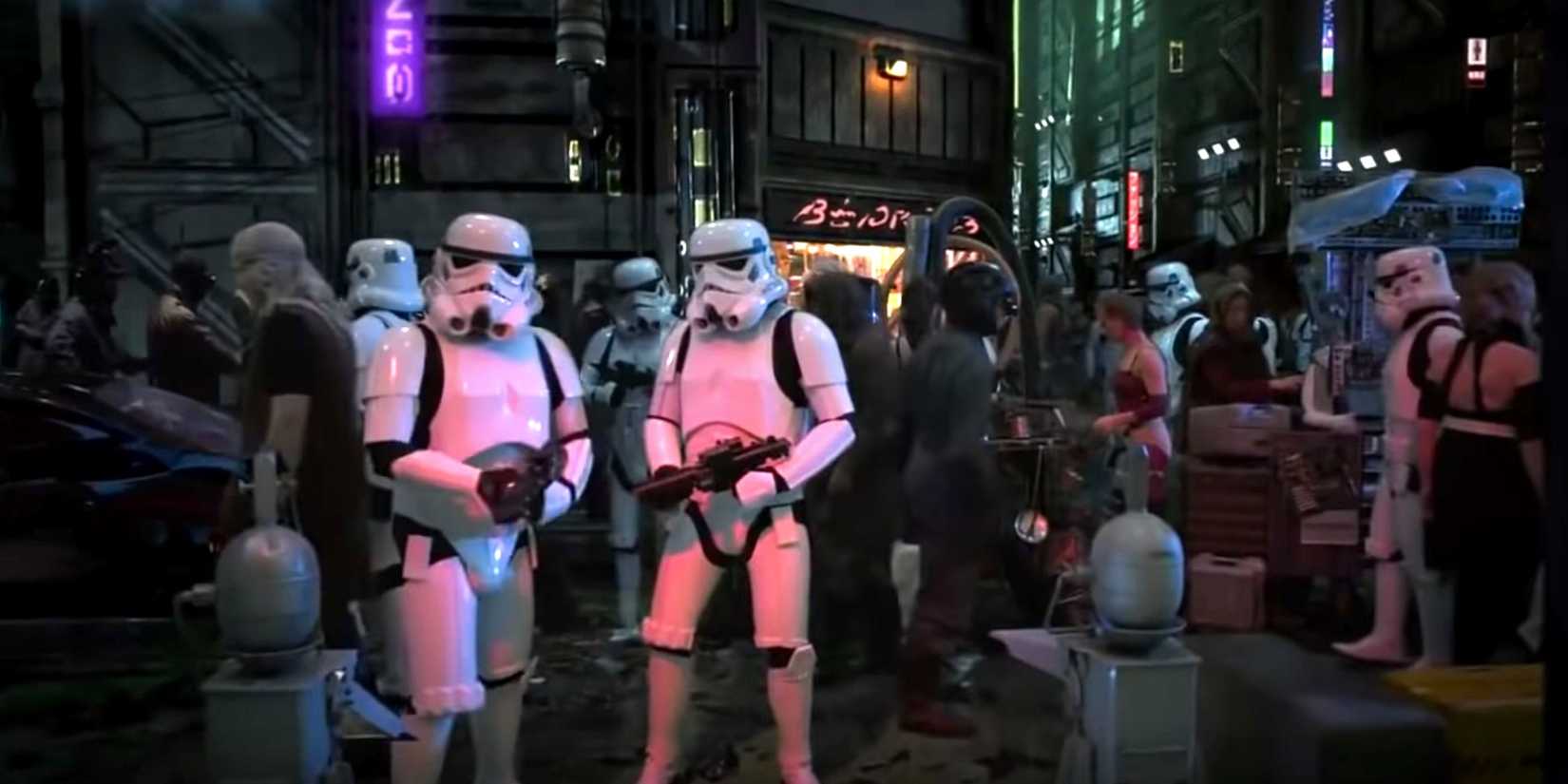 Star Wars: Underworld test footage showing stormtroopers on the streets of Coruscant