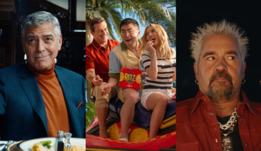 George Clooney, Jon Hamm, Bowen Yang and Scarlett Johansson, and Guy Fieri in Super Bowl Commercials