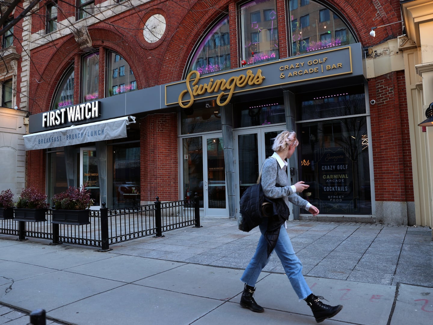A view of Swingers in the Back Bay.