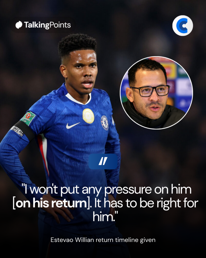 Liam Rosenior gives Chelsea update on Estevao Willian