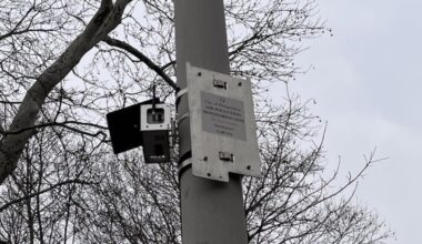 A solar-powered air quality sensor at Stinger Park in Grays Ferry. The weather-proof sensor is made by Clarity Movement Co. for a new network of real time air quality data available for Philadelphia residents.