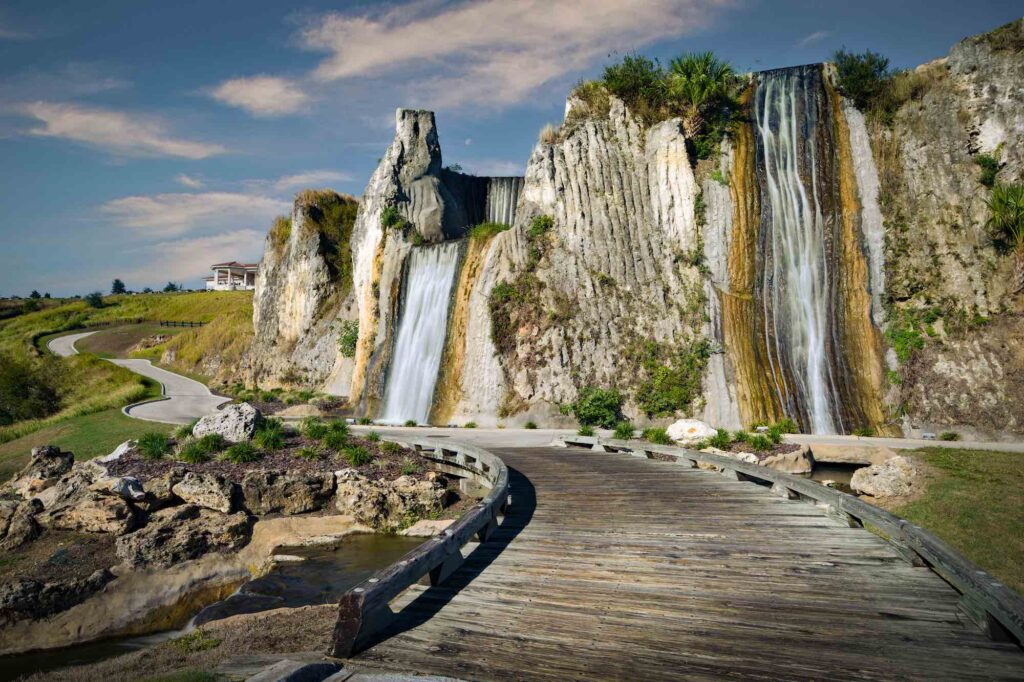 The waterfalls at the Club at Iron Lake in Ocala