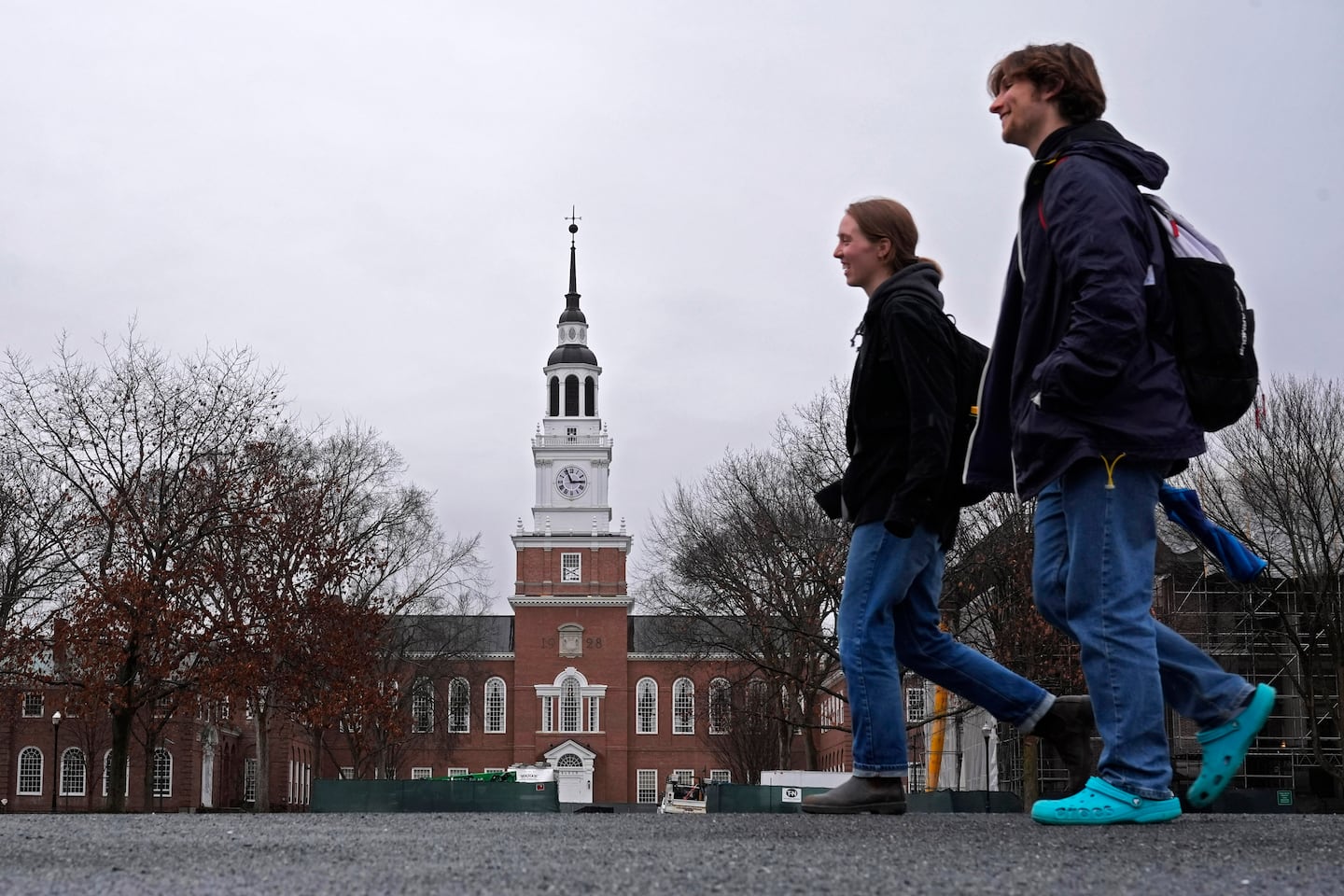 Students crossed the campus of Dartmouth College in Hanover, N.H.