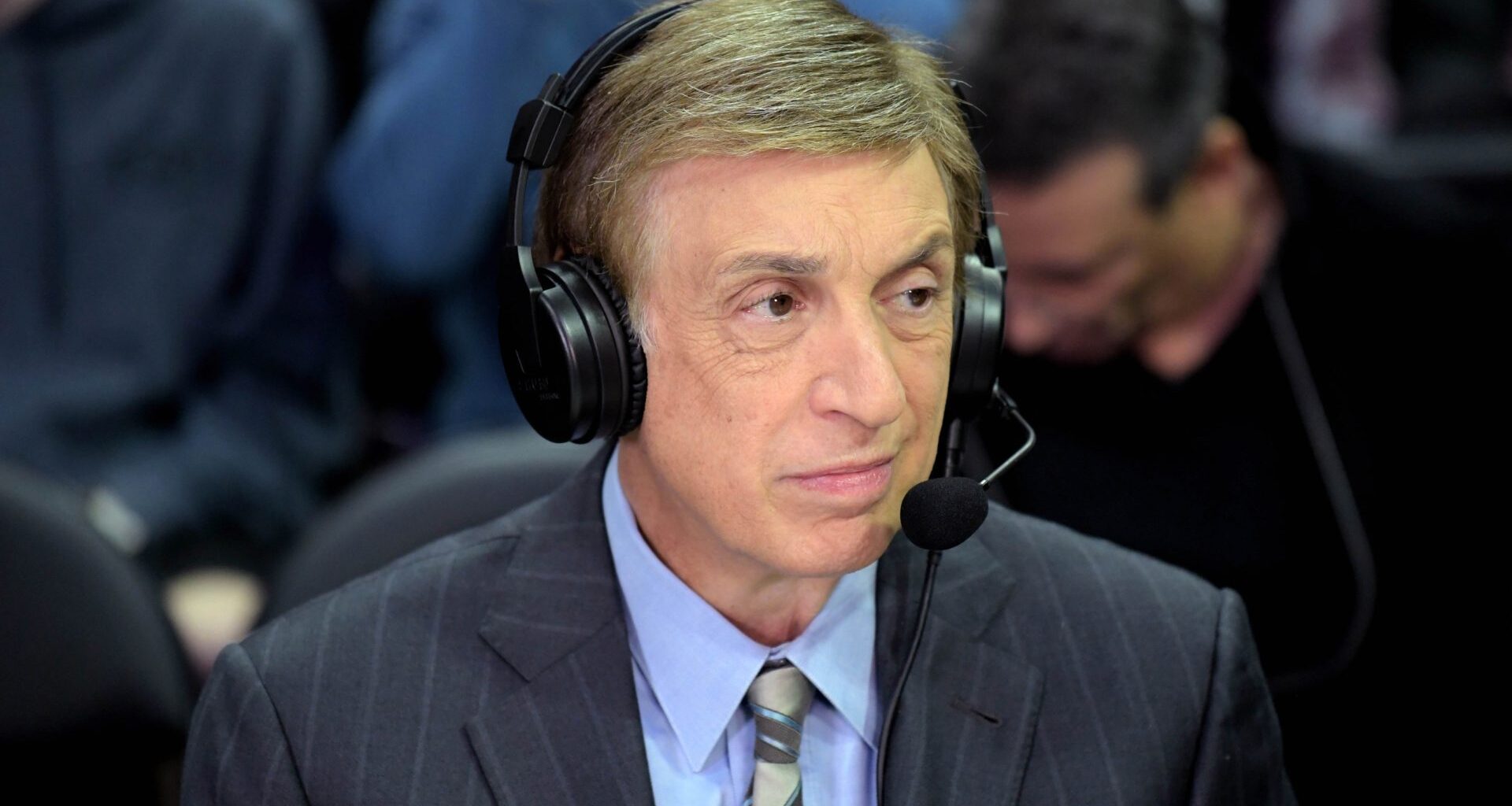 Jan 4, 2018; Los Angeles, CA, USA; TNT sportscaster Marv Albert looks on before a game between the Oklahoma City Thunder and the LA Clippers at Staples Center. Mandatory Credit: Kirby Lee-USA TODAY Sports
